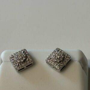 Elegant Silver 925 Moissanite Square Stud Earrings screw backs